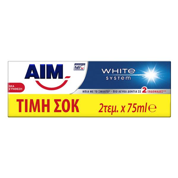 AIM οδοντόκρεμα white system 2x75ml