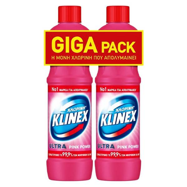 KLINEX χλωρίνη παχύρρευστη ροζ 2x1250ml