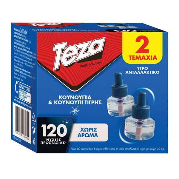 TEZA εντομοαπωθητικό υγρό ανταλλακτικό για 60 νύχτες 2τεμ