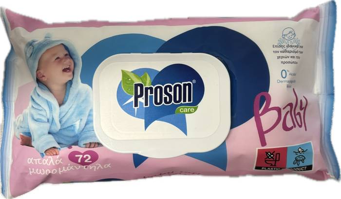 PROSON Care μωρομάντηλα με καπάκι 72τεμ