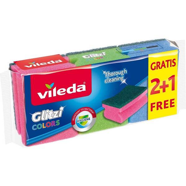 VILEDA σφουγγαράκι κουζίνας glitzi colors 3τεμ