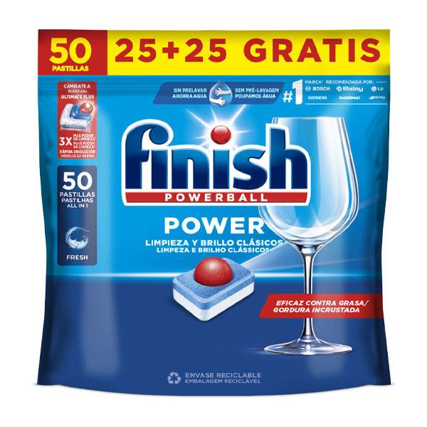 FINISH ταμπλέτες πλυντηρίου πιάτων powerball classic 50τεμ