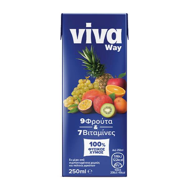 VIVA χυμός 100% φυσικός way με 9 φρούτα 250ml