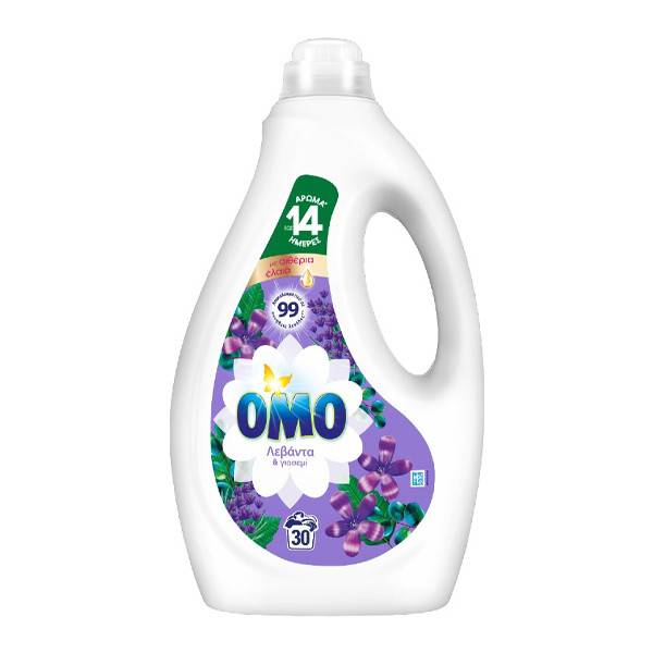 OMO υγρό πλυντηρίου ρούχων λεβάντα 30μεζ 1,5lt