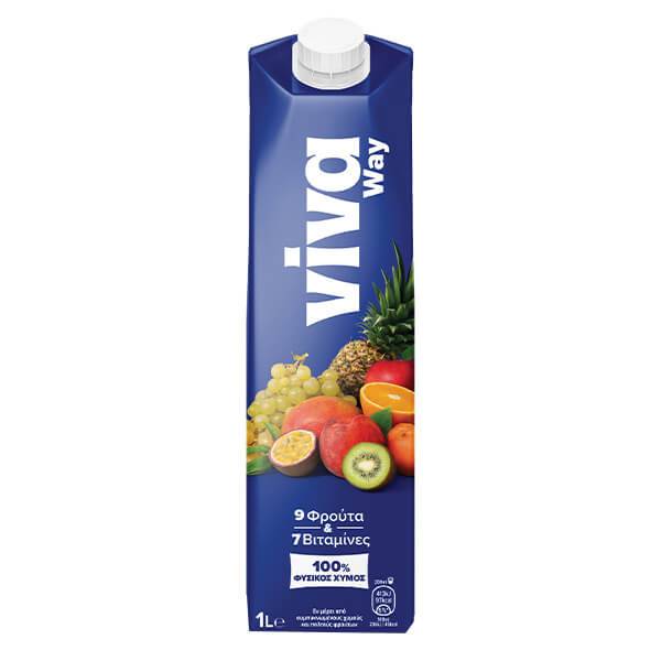 VIVA χυμός 100% φυσικός way με 9 φρούτα 1lt