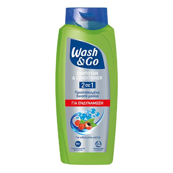 WASH και GO σαμπουάν 2σε1 αναδόμησης και θρέψης 650ml