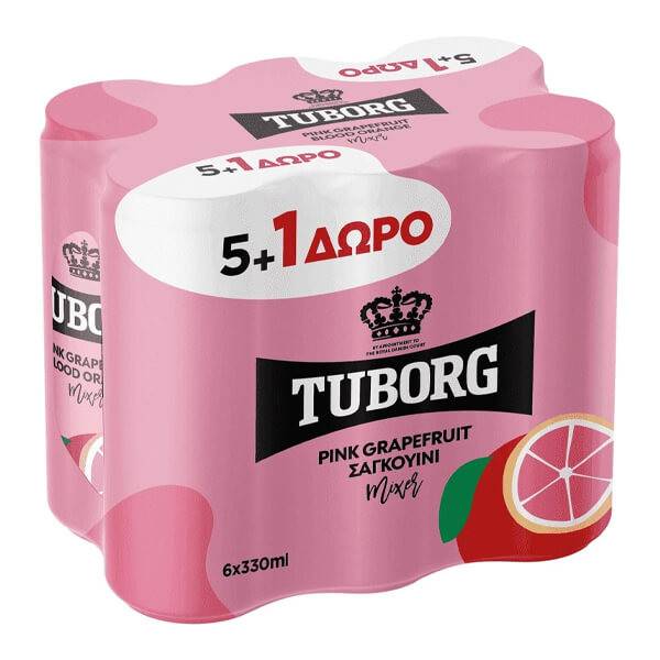 TUBORG αναψυκτικό ροζ γκρέιφρουτ 6x330ml