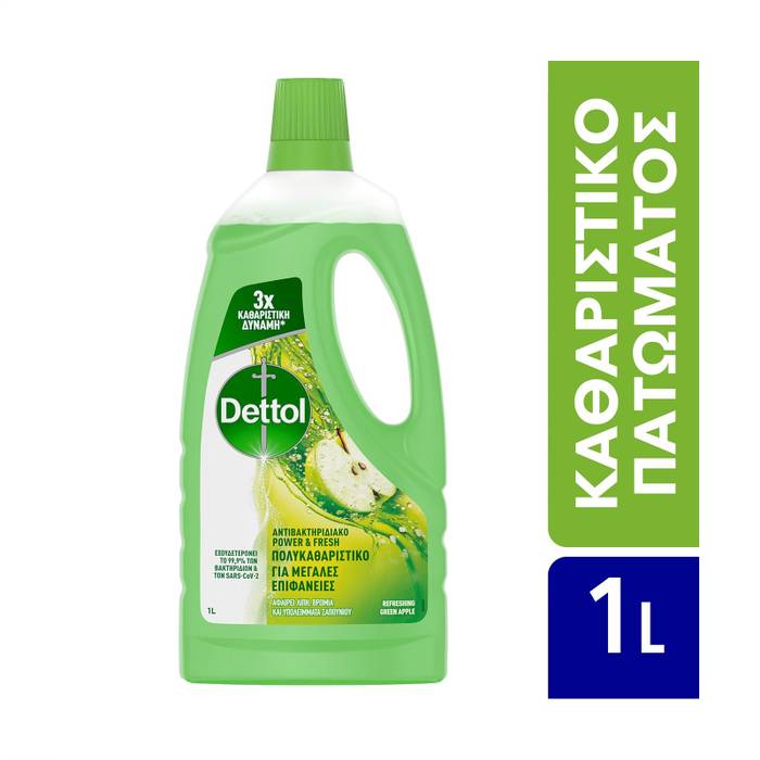 DETTOL υγρό καθαριστικό γενικής χρήσης power και fresh πράσινο μήλο 1lt