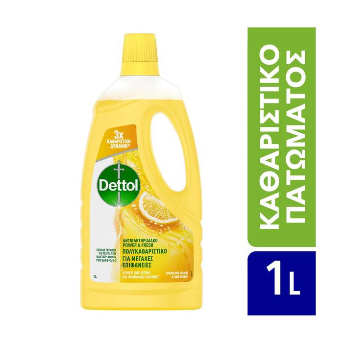 DETTOL υγρό καθαριστικό γενικής χρήσης power και fresh λεμόνι 1lt