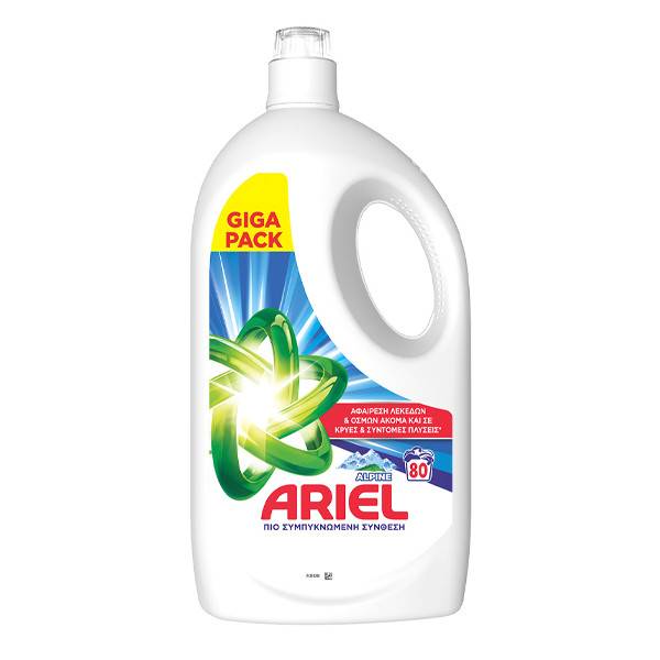 ARIEL υγρό πλυντηρίου ρούχων Alpine 80μεζ 3,6lt