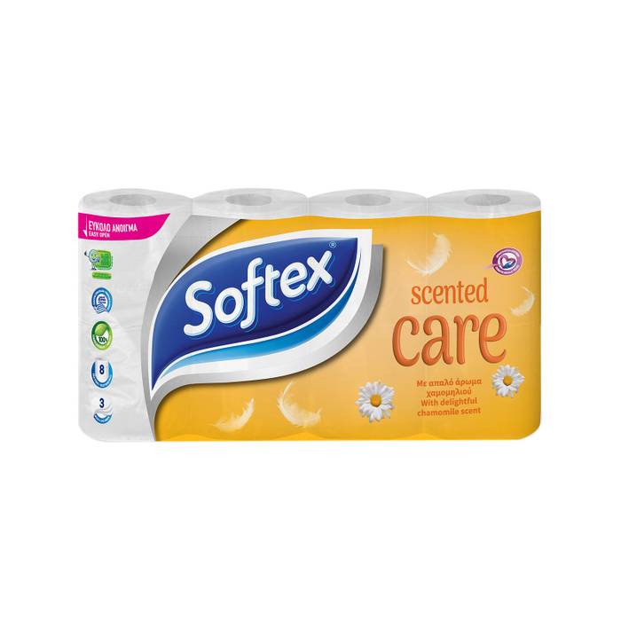 SOFTEX χαρτί υγείας scented care χαμομήλι 3φυλλο 8τεμ