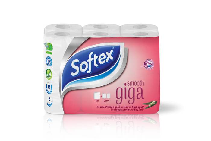 SOFTEX χαρτί υγείας smooth giga 2φυλλο 12τεμ