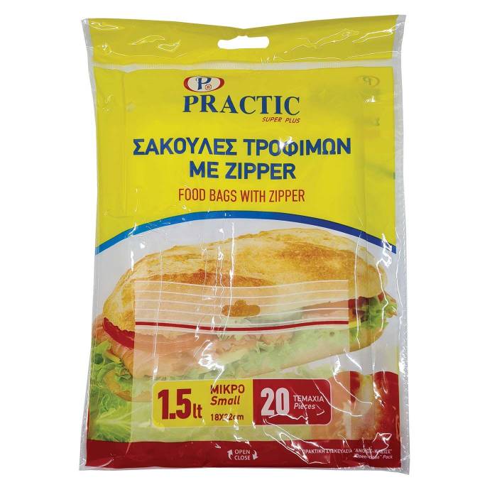 PRACTIC σακούλες τροφίμων με zipper 18x24cm 20τεμ