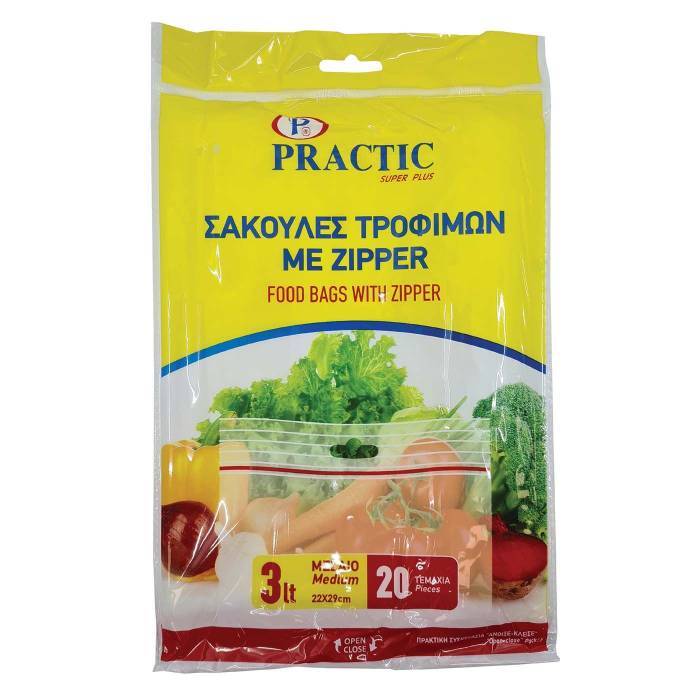 PRACTIC σακούλες τροφίμων με zipper 22x29cm 20τεμ