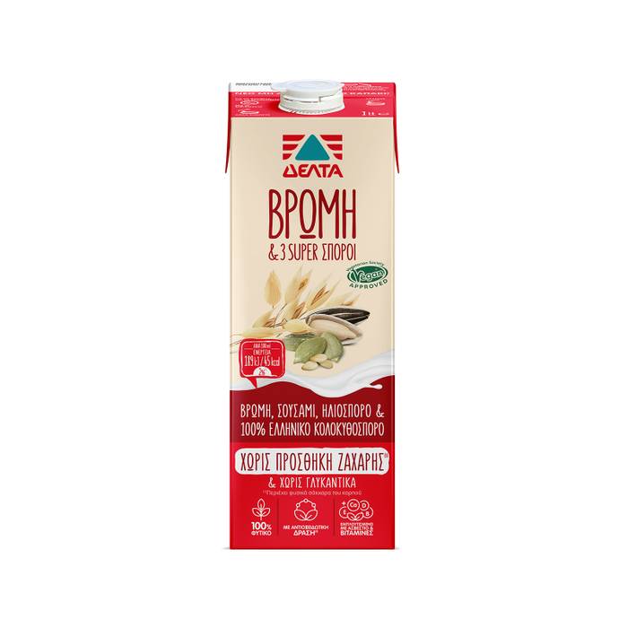ΔΕΛΤΑ ρόφημα βρώμης με 3 super σπόρους 1lt