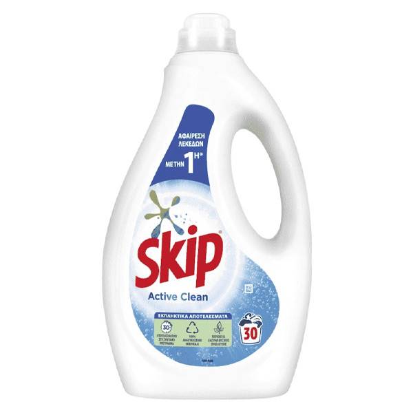 SKIP υγρό πλυντηρίου ρούχων Active Clean 30μεζ 1,5lt