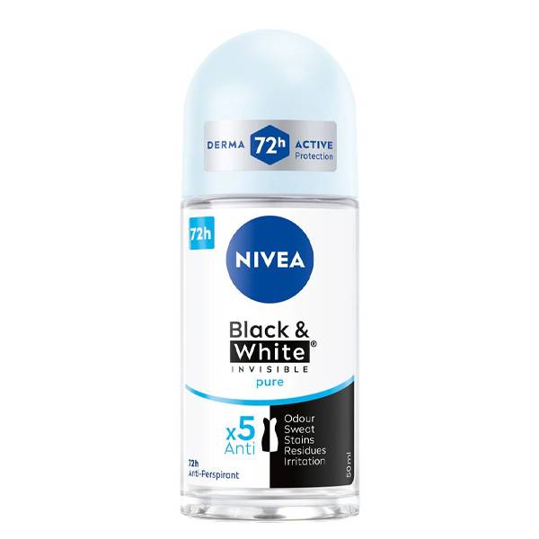 NIVEA αποσμητικό σώματος roll-on black και white invisible pure 50ml