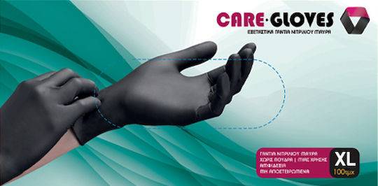 CARE GLOVES γάντια νιτριλίου μαύρα extra large 100τεμ