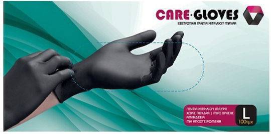 CARE GLOVES γάντια νιτριλίου μαύρα large 100τεμ