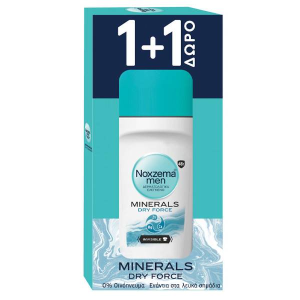 NOXZEMA αποσμητικό σώματος roll-on minerals dry force 2x50ml