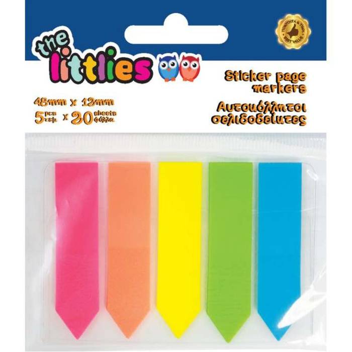 THE LITTLIES αυτοκόλλητοι σελιδοδείκτες χρωματιστοί 5x20τεμ