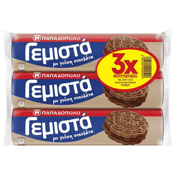 ΠΑΠΑΔΟΠΟΥΛΟΥ μπισκότα γεμιστά με σοκολάτα 3x200gr