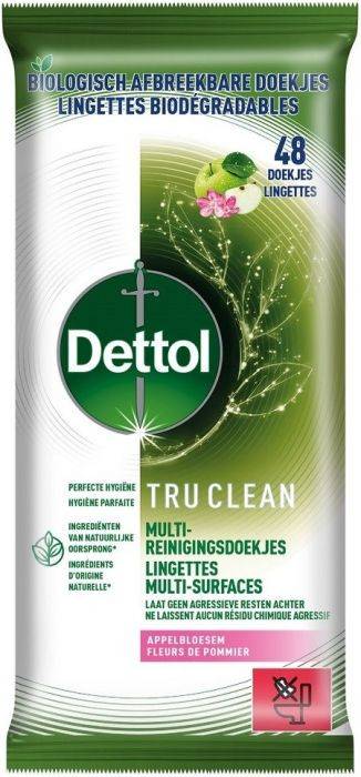 DETTOL υγρά αντιβακτηριδιακά πανάκια με πράσινο μήλο 48τεμ