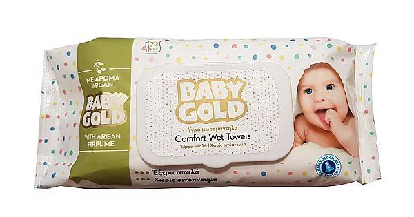 BABY GOLD μωρομάντηλα argan oil με καπάκι 72τεμ