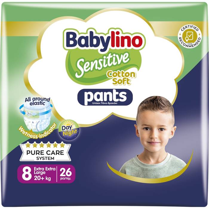 BABYLINO πάνες βρακάκι Sensitive No8 20+kg 26τεμ