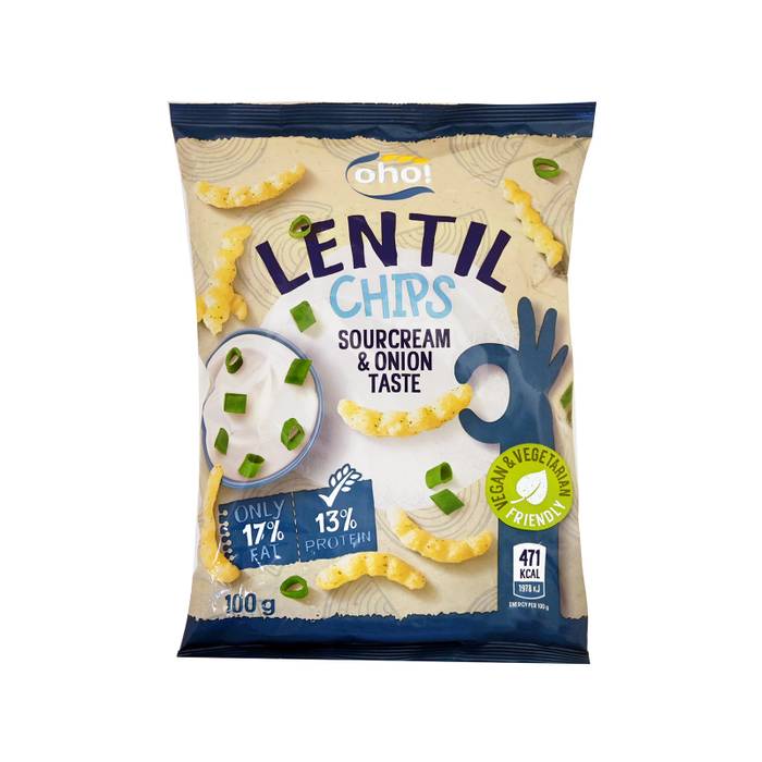 OHO! LENTIL πατατάκια chips με sour cream και onion 100gr
