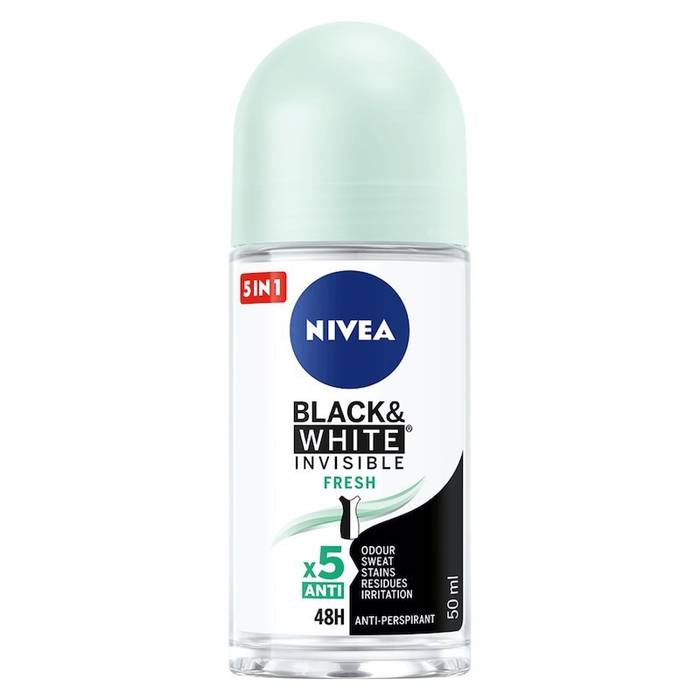 NIVEA αποσμητικό σώματος roll-on black και white invisible fresh 50ml
