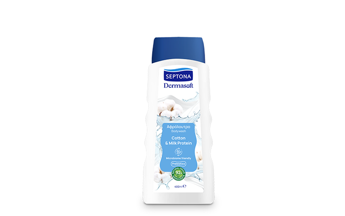 SEPTONA αφρόλουτρο dermasoft βαμβάκι και γάλα 400ml