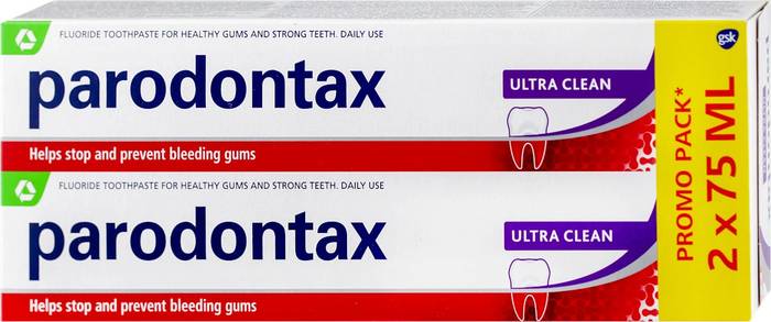 PARODONTAX οδοντόκρεμα ultra clean 2x75ml