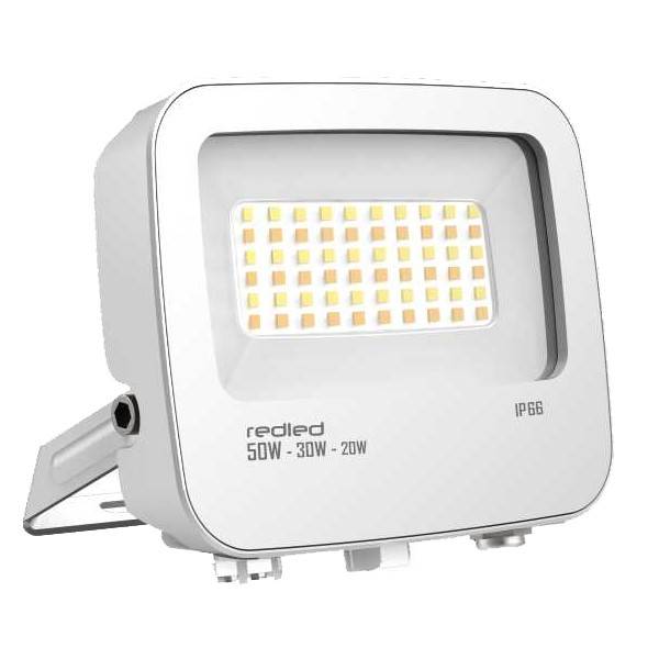 REDLED προβολέας λευκός με επιλογή 20-30-50W 3000k-4000k-6000k IP66