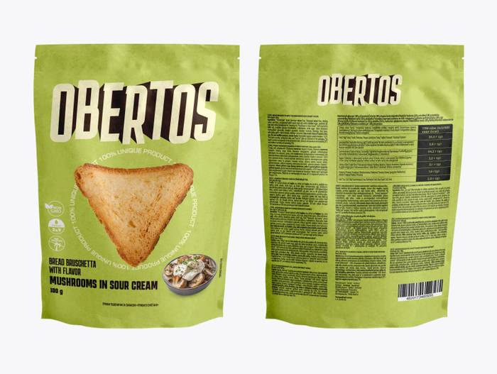 OBERTOS σνακ με γεύση μανιτάρια σε sour cream 100gr