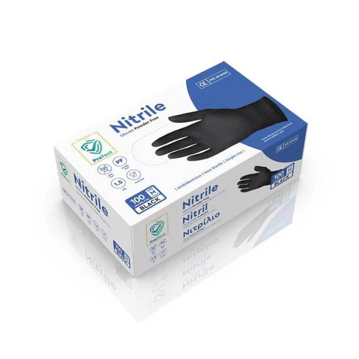 NITRILE γάντια νιτριλίου μαύρα χωρίς πούδρα large 100τεμ