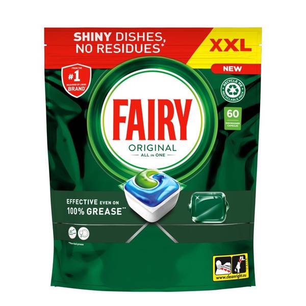 FAIRY ταμπλέτες πλυντηρίου πιάτων all in one original 60τεμ