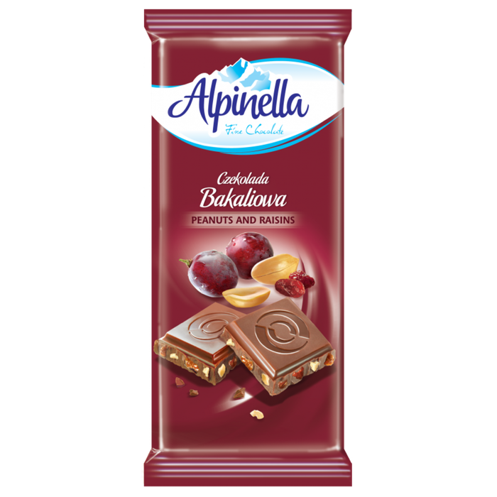ALPINELLA σοκολάτα γάλακτος με φυστίκι και σταφίδα 90gr