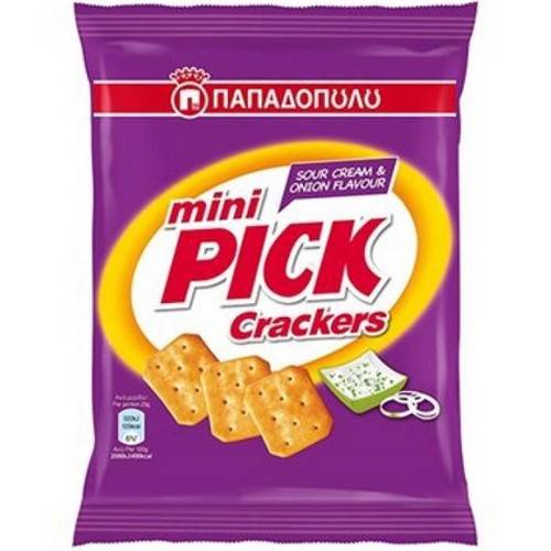 ΠΑΠΑΔΟΠΟΥΛΟΥ κράκερ mini pick crackers με ξινή κρέμα και κρεμμύδι 70gr