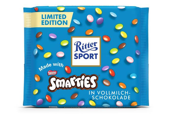 RITTER SPORT σοκολάτα γάλακτος με smarties 100gr