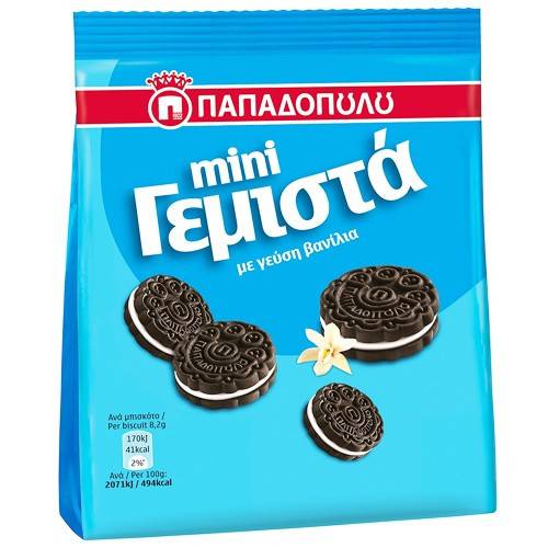 ΠΑΠΑΔΟΠΟΥΛΟΥ μπισκότα mini γεμιστά με βανίλια 90gr