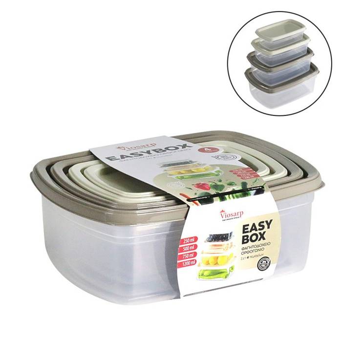 VIOSARP φαγητοδοχείο ορθογώνιο σετ 250+500+750+1200ml