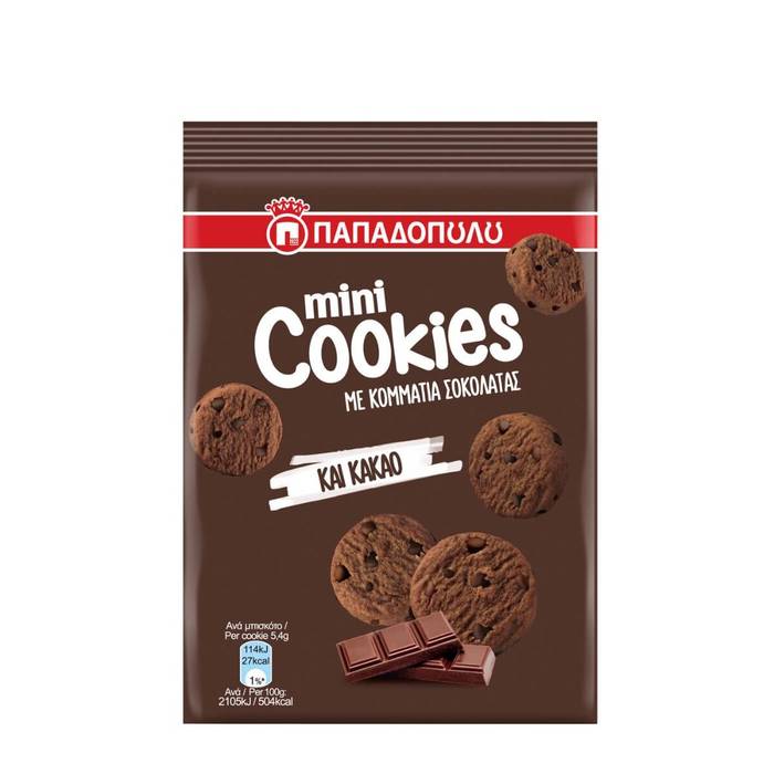 ΠΑΠΑΔΟΠΟΥΛΟΥ μπισκότα mini cookies με κομμάτια μαύρης σοκολάτας 70gr