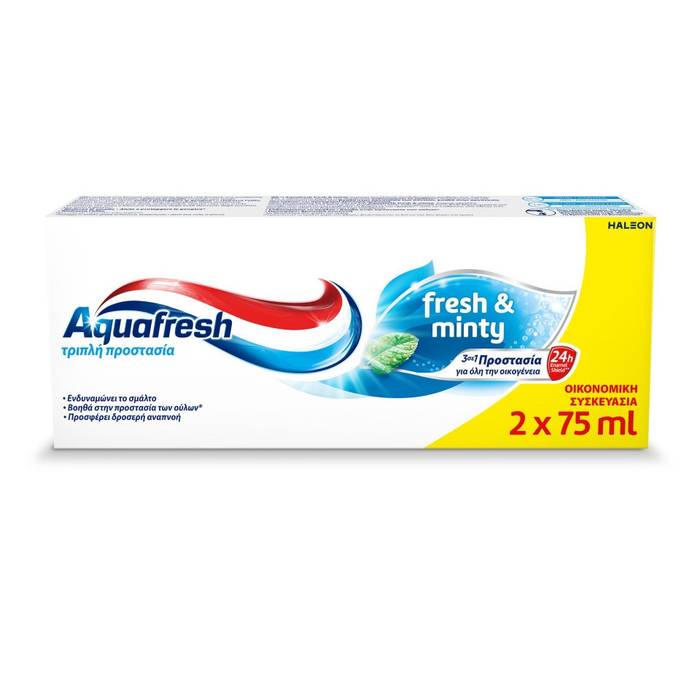 AQUAFRESH οδοντόκρεμα fresh και minty 2x75ml