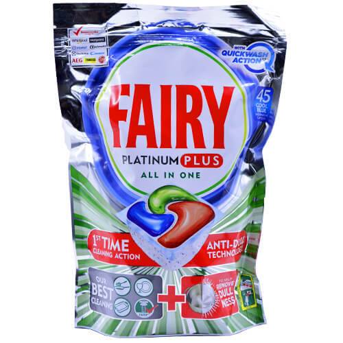 FAIRY ταμπλέτες πλυντηρίου πιάτων all in one platinum plus blue original 45τεμ