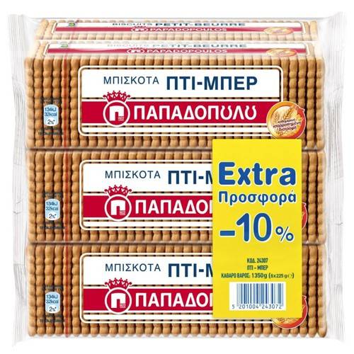 ΠΑΠΑΔΟΠΟΥΛΟΥ μπισκότα πτι-μπερ 6x225gr