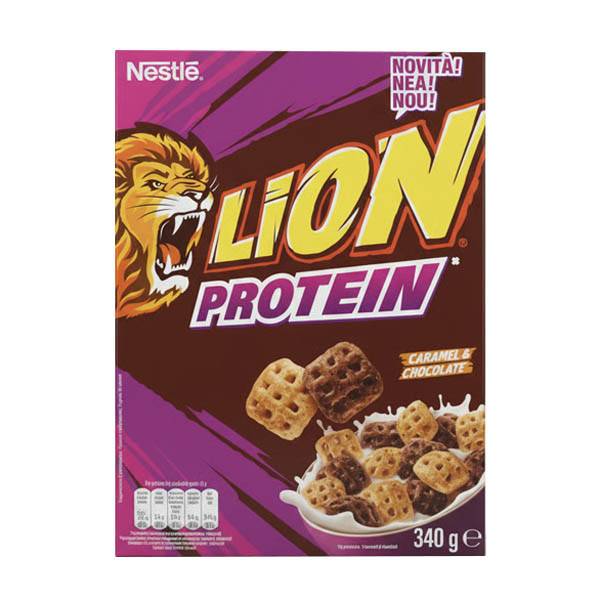 NESTLE δημητριακά lion protein με σοκολάτα και καραμέλα 340gr