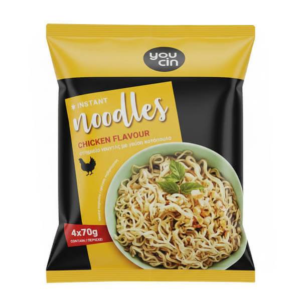 YOUCIN noodles με κοτόπουλο 4x60gr