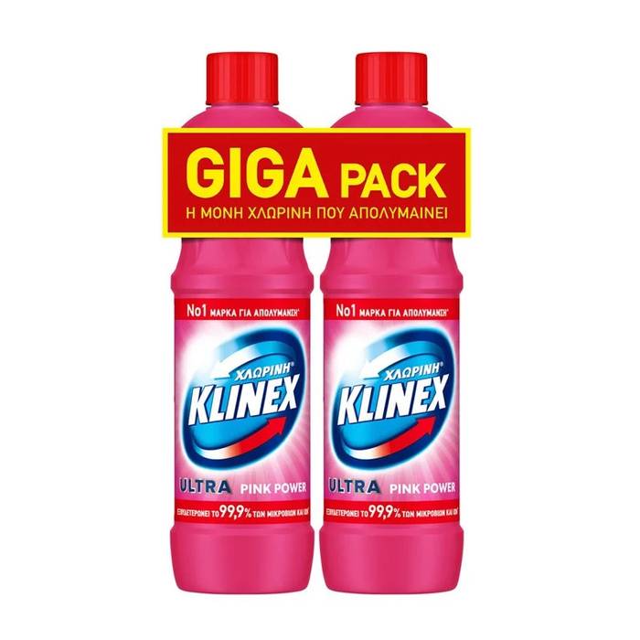 KLINEX χλωρίνη παχύρρευστη ροζ 2x750ml