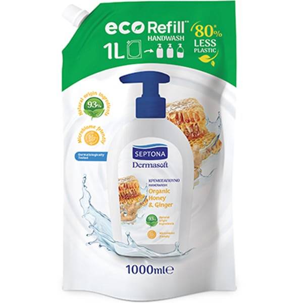 SEPTONA DERMASOFT ΚΡΕΜΟΣΑΠΟΥΝΟ REFILL 1lt HONEY και GINGER